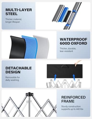 everyfun Pro Collapsible Wagon, 440 lbs Foldable Utility Wagon Cart with Big Wheels, Heavy Duty Folding Wagon for Beach/Garden/Camping/Grocery-Black - Image 6