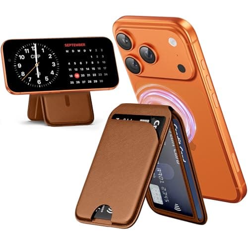 QYQBOON Mag-Safe Wallet for iPhone - Lightweight Magnetic Phone Wallet Stand With Adjustable Leather Card Holder for iPhone 16/15/14/13/12 Series, Not for Mini (Brown) - Image 1