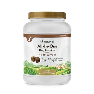 NaturVet All-in-One Dog Supplement - for Joint Support, Digestion, Skin, Coat Care – Dog Multivitamins with Minerals, Omega-3, 6, 9 – Wheat-Free Vitamins for Dogs – 240 Soft Chews - Image 1