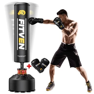 FITVEN Freestanding Punching Bag 70''-190lbs with Boxing Gloves Heavy Boxing Bag with Suction Cup Base - Men Stand Kickboxing Bag for Home Office - Image 1