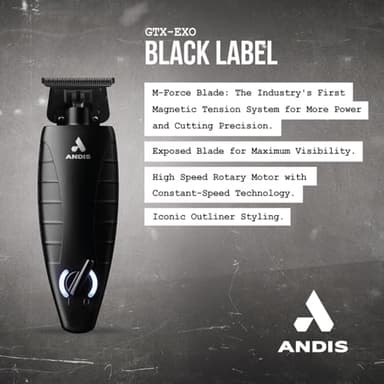 Andis GTX-EXO Black Label Special Edition, Professional Lithium-ion Electric Beard & Hair Trimmer, M-Force Technology, Cordless, Included Charging Stand, Black - Image 3