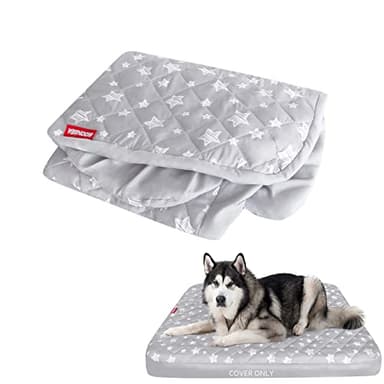 Waterproof Dog Bed Covers Replacement Washable Pet Hair Easy to Remove, Noiseless Quilted Puppy Pet Bed Cover Lovely Grey Star Print 44x54 Inches, for Dog/Cat, Cover Only - Image 1