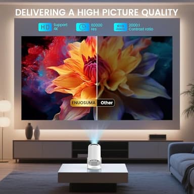 ENUOSUMA Super Mini Projector with WIFI 6 and Bluetooth, 4K 1080P Support Portable Projector, Built-in App, Android 11, 200 ANSI, Auto Keystone Correction, Video Projector for Laptop/PC/Smartphone - Image 3