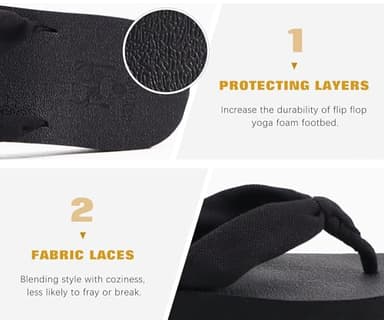 KuaiLu Flip Flops Women Arch Support Yoga Mat Comfortable Summer Beach Walking Thong Cushion Sandals Slip on Pool Outfits Travel Essentials Orthotic Slides Outdoor Slippers Shoes All Black Size 8.5 - Image 5