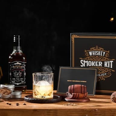 Whiskey Smoker Kit with Torch - 6 Flavors Wood Chips, 2 Glasses, 2 Ice Ball Molds - Cocktail Smoker Infuser Kit, Old Fashioned Drink Smoker Kit, Birthday Bourbon Whiskey Gifts for Men,Dad(NO Butane) - Image 3