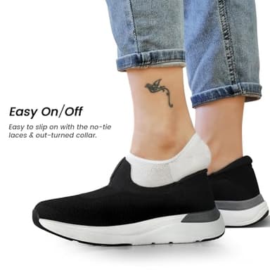 LBTPK Men's Slip On Walking Shoes Non Slip Running Shoes Breathable Tennis Workout Shoes Lightweight Gym Training Sneakers,Black 9 - Image 4