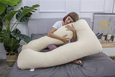 MOON PINE Pregnancy Pillow, U Shaped Full Body Pillow for Maternity Support, Sleeping Pillow with Velour Cover for Pregnant Women (Yellow) - Image 6