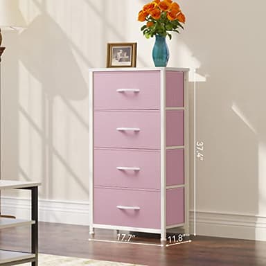YITAHOME Storage Drawer with 4 Drawers - Fabric Dressers for Teen, Dresser for Bedroom, Living Room, Closets - Sturdy Steel Frame, Wooden Top & Easy Pull Fabric Bins, Pink - Image 3