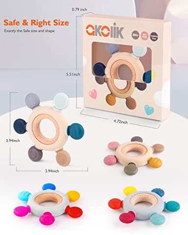 akolik Baby Teething Toys, Teething Relief Toy, BPA Free Baby Chew Toys Infant Toys Newborn Accessories, Teethers for Babies 0-3-6-9-12 Months Old Boys Girls - Image 6