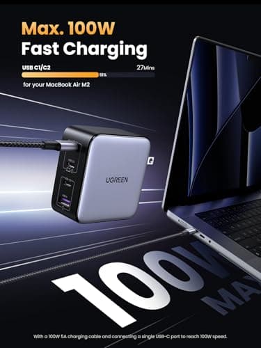 UGREEN Nexode 100W GaN USB C Charger, 4-Port Compact Foldable Fast Laptop Charger Power Adapter for MacBook Pro/Air, iPad Pro, iPhone 17/16/15 Series, Galaxy S25/S24, Pixel 10/9, Steam Deck, Pixelbook - Image 2
