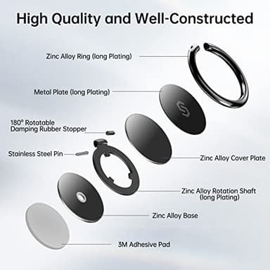 Syncwire Cell Phone Ring Holder Stand, 360 ° Rotation Finger Ring Kickstand Polished Metal Phone Grip Compatible with iPhone, Samsung, LG, Sony - Image 2
