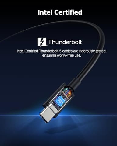 Cable Matters [Intel Certified] 80Gbps Thunderbolt 5 Cable with up to 120Gbps Bandwidth Boost and 240W Charging - 1m / 3.3ft, Compatible with Thunderbolt 4, USB4, and USB C, Black - Image 3
