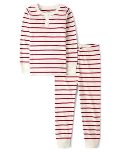 Gymboree,Gymmie Long Sleeve and Pant Cotton 2-Piece Pajama Sets, Big Kid, Toddler,Candy Cane Stripe,5T - Image 1