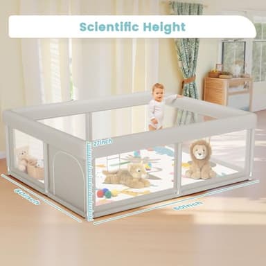 Baby Playpen with Mat 50x50 Inch, Play Pen for Babies and Toddlers with Gate, Baby Fence Sturdy Safety Playpen, Indoor & Outdoor Kids Activity Center - Image 7