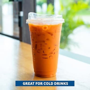 Freshware Clear Plastic Cups with Strawless Sip Lids [100 Cups - 20 oz] Disposable Tumblers for Iced Coffee, Smoothie, Milkshake, Cold Drinks - Image 4
