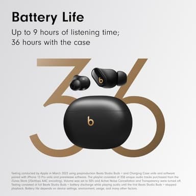 Beats Studio Buds + | True Wireless Noise Cancelling Earbuds, Enhanced Apple & Android Compatibility, Built-in Microphone, Sweat Resistant Bluetooth Headphones, Spatial Audio - Black/Gold - Image 3