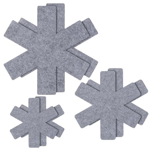 ME.FAN Pot and Pan Protectors, 6 Set (7.9" 11.8" 15"), Felt Cookware, Kitchenware Separators Protector for Stacking to Avoid Scratching Pure Grey - Image 1