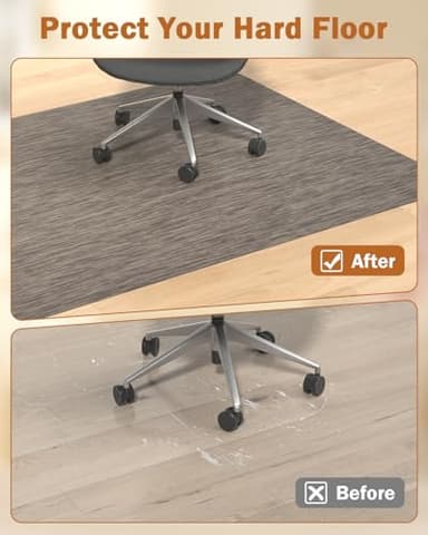 Blvornl Office Chair Mat for Hardwood Floor, 35.4"*47.2" Desk Computer Chair Mat for Hard Wood, Large Anti-Slip Hard Floor Protector Rolling Chair Mat, PVC Mat Desk Rug for Office and Dark Brown - Image 2