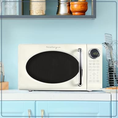 Nostalgia Retro 700W Microwave Oven 0.7 Cu Ft Capacity – Child Safety Lock, 8 Auto-Cook Settings – Countertop Kitchen Appliance – Ivory - Image 6