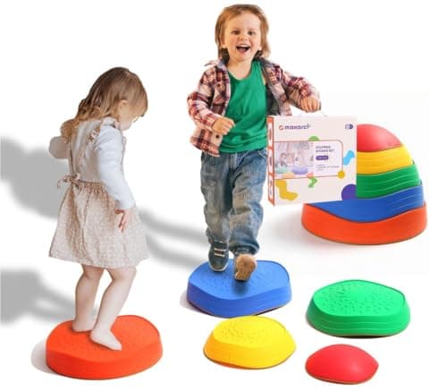 makarci Stepping Stones for Kids, 5pcs Non-Slip Plastic Balance Stones, Promoting Children's Coordination Skills Sensory Play Equipment, Toddler Toys for Age 3 4 5 6 7 8 Years - Image 1
