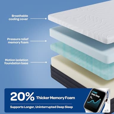 OhGeni 12 Inch Queen Size Mattress, Cooling Gel Memory Foam Bed Mattresses in a Box, Cool Touch Surface, Medium Feel, Ergonomic Support, Pressure Relief, CertiPUR-US Certified Foam, Designed in USA - Image 5
