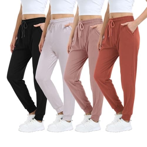 Mgput 4 Pack Women's Joggers Pants with Pockets-Women Lightweight Sweatpants for Running Yoga Athletic Casual Pants(TYP601-1XL/2XL Color 1) - Image 1