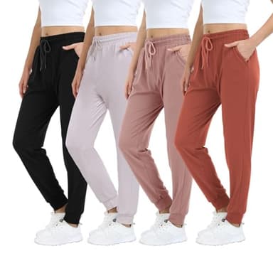 Mgput 4 Pack Women's Joggers Pants with Pockets-Women Lightweight Sweatpants for Running Yoga Athletic Casual Pants(TYP601-1XL/2XL Color 1) - Image 1