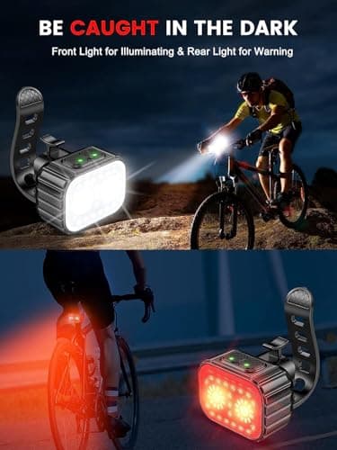 Cuvccn Bike Lights, Rechargeable Bicycle Lights Set Super Bright 8+12 Modes, IPX6 Waterproof Bike Lights for Night Riding/Cycling Safety, Front and Back Taillight Reflectors, 58 Hrs Long Battery Life - Image 2
