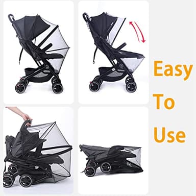 Orzbow Universal Mosquito Net for Stroller, Baby Stroller Bug Net with Two-Way Zippers and Storage Bag, Breathable & Foldable Mosquito Cover for Car Seats, Bassinets, Cradle, Portable Mini Crib, Black - Image 7
