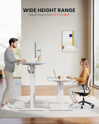 ErGear Electric Standing Desk, 48 x 24 inch Height Adjustable Sit Stand Up Desk, Computer Home Office Desk with 4 Memory Height Buttons, Two Pieces Desktop, White, EGESD110W - Image 5