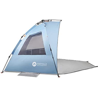 Easthills Outdoors Instant Shader Dark Shelter XL Beach Tent 99" Wide for 4-6 Person Sun Shelter UPF 50+ with Extended Zippered Porch Sky Blue - Image 4