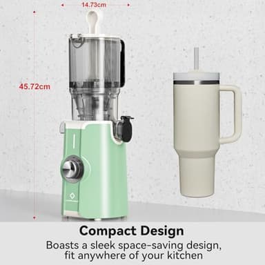 Cold Press Juicer, LINKChef Slow Masticating Juicer Machines with No-Prep 4.35" Large Feed Chute & Upgraded Auger for Whole Vegetables and Fruits, 42oz Capacity, Easy to Clean, Light Green - Image 11