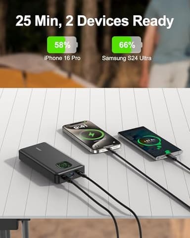 65W Power Bank, 25000mAh Travel Essential USB C Laptop Portable Charger, 100W Total Fast Charging Battery Pack for MacBook Dell XPS iPad Tablet Steam Deck iPhone 17-12 Series Samsung Switch and More - Image 5