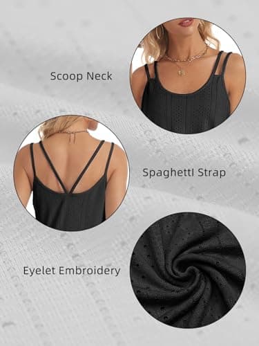 ATHMILE Womens Fashion Tops Beach Vacation Sleeveless Teen Girl Clothes Y2K Tops Scoop Neck Sexy Loose Fit Casual Summer Flowy Cami Black - Image 5