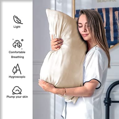Silk Pillowcase for Hair and Skin,Soft,Breathable and Sliky 100% Silk Pillowcases King Set of 2,Both Sides Natural Mulberry Silk Pillow Cases with Hidden Zipper(King Size 20"X 36",2pcs) - Image 3