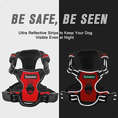 BARKBAY No Pull Dog Harness Front Clip Heavy Duty Reflective Easy Control Handle for Large Dog Walking(Red,L) - Image 5