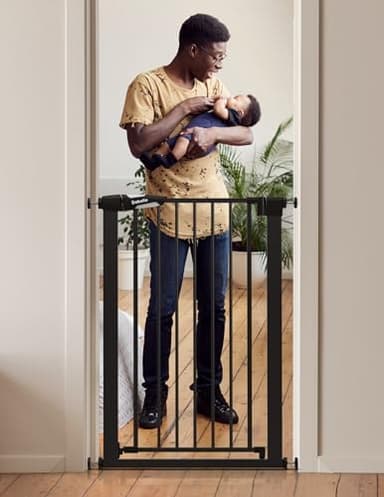 BABELIO 36" Tall Narrow Baby Gate, 26-28.5" Auto-Close Metal Pet Gate for Small Stairs/Doorways/Hallways, NO Drilling Pressure Mounted for Child and Pets, NO Extensions, Black - Image 6
