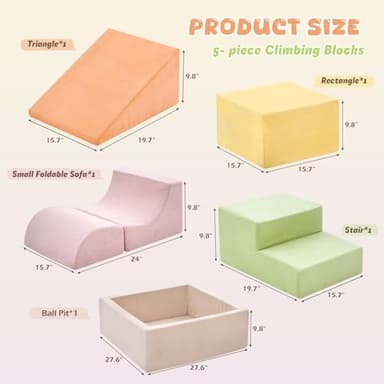 Climbing Toys for Toddlers , Toddler Climbing Toys Indoor, 5-Piece Foam Climbing Blocks with Ball Pit (Balls not Included),Soft Play Set,Toddler Climber Indoor Foam Play Gym for Climbing Crawling - Image 2