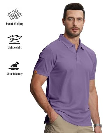 SCODI 5 Pack Mens Polo Shirts Short Sleeve Athletic Golf Polo Shirt for Men Casual Collared Summer Multipack T-Shirts 3XL Black Black Lilac Orange White - Image 2