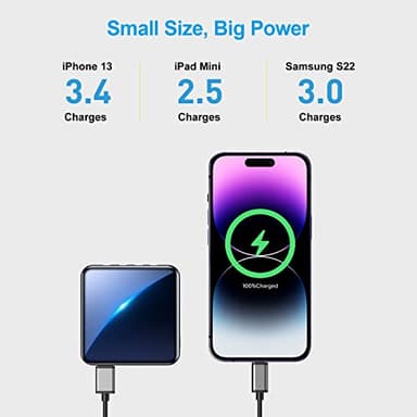 ummz Portable Charger 12000mAh with Built-in Cables,22.5W Fast Charging Power Bank,USB C Input/Output,Smart LED Display,Compact External Battery for iPhone 15,Samsung Galaxy,iPad,Tablets - Image 6