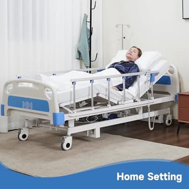 Real Relax Premium 3 Function Full Electric Hospital Bed (with Mattress & IV Pole), Premium Medical Hospital Beds, with Locking Casters, Motor. - Image 3