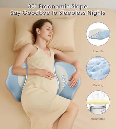 Pregnancy Pillows for Sleeping, Memory Foam Maternity Pillow Support for Back Belly HIPS, Adjustable Travel Wedge Pillow for Pregnant Women, Side Spleeping Pregnant Pillows with Cooling Pillowcase - Image 6