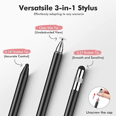 MEKO 3 in 1 Stylus Pens for Touch Screens, High Sensitivity & Precision Capacitive Stylus for Apple iPad iPhone Tablets Samsung Galaxy All Universal Touchscreen Devices (2 Pack-Black/Rose Gold) - Image 2