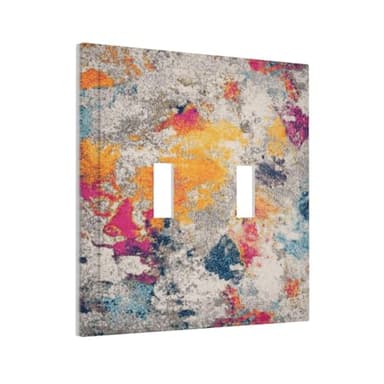 Xuejiaku Light Switch Cover Modern Abstract Colorful 2 Gang Wall Plate Double Light Switch Plate Toggle Decorative Outlet Covers Electrical Switchplate for Bathroom Bedroom Home Decor - Image 3