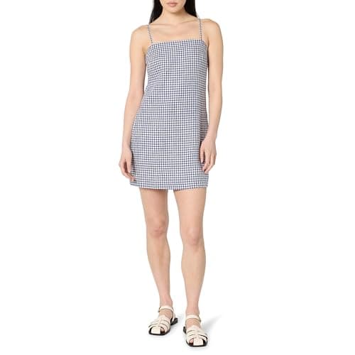 The Drop Women’s Seville Linen Mini Shift Dress, Skipper Blue Gingham, M - Image 1