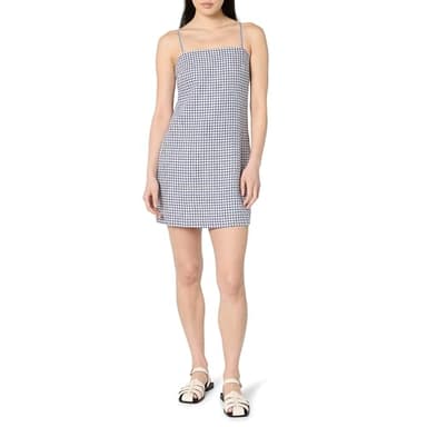 The Drop Women’s Seville Linen Mini Shift Dress, Skipper Blue Gingham, M - Image 1