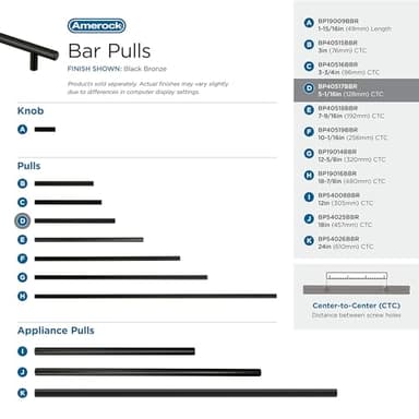 Amerock | Cabinet Pull | Black Bronze | 5-1/16 inch (128 mm) Center to Center | Bar Pulls | 10 Pack | Drawer Pull | Drawer Handle | Cabinet Hardware - Image 6