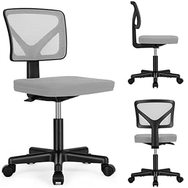 Sweetcrispy Office Computer Desk Chair, Ergonomic Low-Back Mesh Rolling Work Swivel Chairs with Wheels, Armless Comfortable Seat Lumbar Support for Home, Bedroom, Study, Student, Adults, Grey - Image 7
