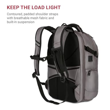 SwissGear Travel Tech Elite Laptop Backpack – Fits Laptops up to 16” – ScanSmart TSA-Friendly Backpack with USB Port, Shoe Compartment & Organizer Pockets – Grey Ballistic - Image 5