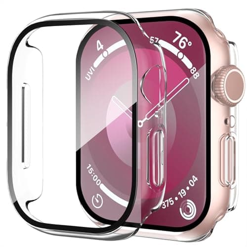 Smiling 2 Pack Case Compatible with Apple Watch Series 11 (2025)/Series 10 42mm with Tempered Glass Screen Protector, Hard PC Case Scratch-Resistant Overall Protective Cover- Transparent - Image 1